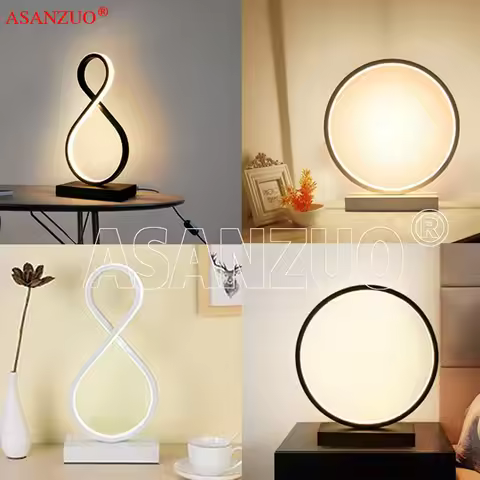ASANZUO Aluminum ring LED Table Lamp bedroom reading lamp Minimalist Type 8/circle night lamp Bedsid