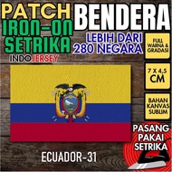 Indojersey Patch Flag ECUADOR EKUADOR EQUADOR Iron-On Canvas Sublimation Square Box 7 x 4.5 cm T-shi