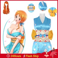 Anime  One Piece Nami Wano Cosplay Kimono For Women Nami  Yukata Costume For Adult Woman Wig Set Hal
