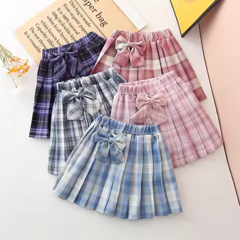 Girls Skirt 2025 Summer College Style Outfit for Girls Cute Pleated and Stylish Checkered Short Skir