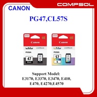 Canon PG47 Black 15ML+ CL57S Ink 8.7ML Colour Support Model: E3170, E3370, E3470, E410, E470,E4270,E