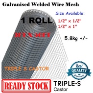 15 Meter(50 Ft) Galvanized Welded Iron Wire Mesh Net Netting /Dawai Jaring (3' x 50') kawat besi 1/2