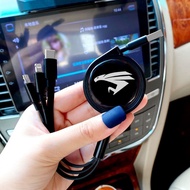 For Harrier Car 3 In 1 Retractable Phone Cable Type C USB Fast Charging Cable for toyota harrier xu8