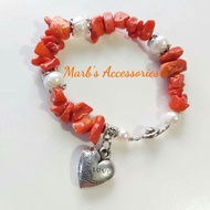 ORANGE CORAL CHIPS BRACELET