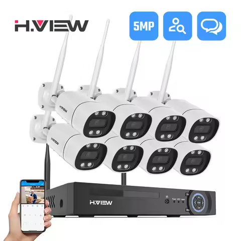 H.view 8CH 5MP Wireless 2.4GHz Wifi Camera Security System CCTV Camera Video Surveillance Kit NVR In