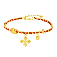 CTS S925เงิน Zircon Cross Guard Vajra สร้อยข้อมือสายสีแดง CHOW TAI SENG Vajra S0WA00142CH