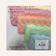 Tc Lace 3890 x 7.0 cm x 15 yds Part 2 (15 Yds Per Roll) Telekung Lace Prayer Rug Lace/ Fabric Lace/ 