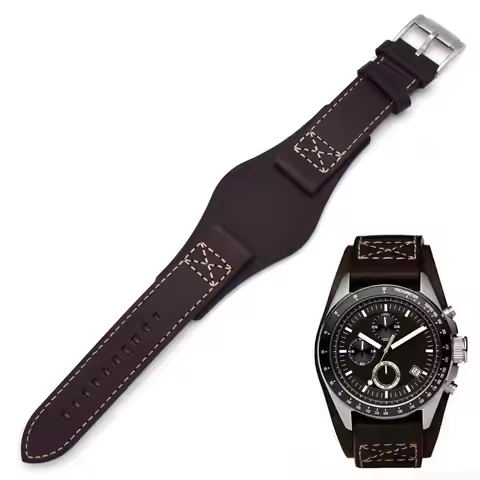 THEAGE for Fossil CH2891 Leather Watch Bands 22mm Replacement with Stainless Steel Buckle - 22mm Fos