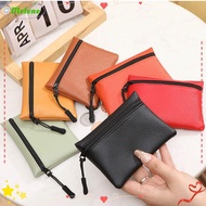 MELENE Coin Key Bag, Storage Pouch Zipper Mini Coin Purse, Simple PU Leather Solid Color Small Wallet Women Men