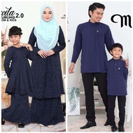 FAMILY SET SEDONDON / KURUNG JUWITA & KURTA MUAZ IBU AYAH DAN ANAK / NAVY BLUE / BAJU RAYA / READY S