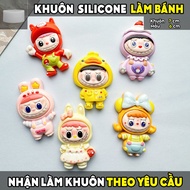 LABUBU 2D silicone mold SET OF 5, DIY mold, cake mold, jelly, pudding, log