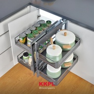 KKPL Kitchen Cabinet Space Savings TCC Glass Panel Magic Corner Storages | Home Renovation
