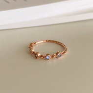[oneur studio_Korea] Half Chain Gemstone Ring, 14K Rose Gold Plated Silver, Birthstone June