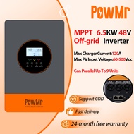 PowMr 6.5KW 48V Dual Mode Hybrid Solar Inverter Support 9 Parallel Units Built-In 150A MPPT 500V PV 