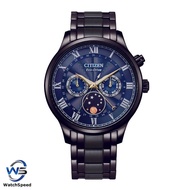 Citizen Eco-Drive AP1055-87L Blue Moon Phase Blue Analog Black Band Roman Watch