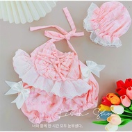 [GIVE HAT] Pink Set with Linen Collar Design for Baby 4-12kg