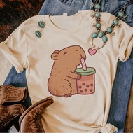 Capybara t-shirt women 80s streetwear Psychedelic anime aesthetic top tees 80s Punk Classic anime Ps