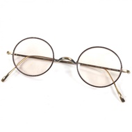 成色極佳 ▼ Kaneko Optical KV-32 BRL 鈦金圓形太陽眼鏡ブラウン復古金鏡片：ブラウン44□24-148 含鏡盒 日本製造 男士