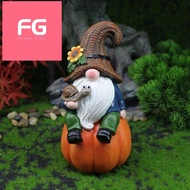 Fall Gnomes Statue Decor White Beard Gnome Statue Fall Pumpkin Fairy Statue Resin Deco