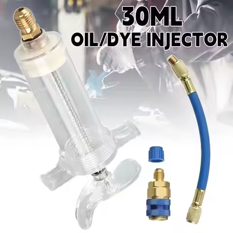 1Oz Car A/C Oil/Dye Injector With R134A Low Side Quick Injection Syringe Coupler Oiler Air Tools Con