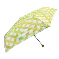 estaa - 日本直送 - 防UV 可愛 短傘 折傘 雨傘 Large Mini - 格子 綠色