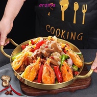 AROMA Frying Pan, Stainless Steel Salad Bowl Dry Pot, Reusable 22/24/26/28/30cm Thickened Double Ear Restaurant
