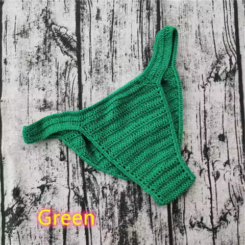Men Women Breathable Underwear Hand Crochet Gstring Swimming Sunbathing Thong Unisex Enhance Sheer P