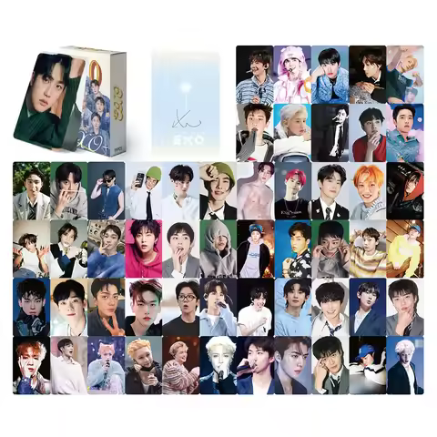 55Pcs Kpop Boy Band EXO New Album Lomo Card Photocards Double Sided Printd Postcards Fans Collection