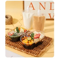 300ML/500ML/700ML Plastic Container Oval Pudding Tiramisu Bekas Kek Batik Brownies Kek Chocolate Moi