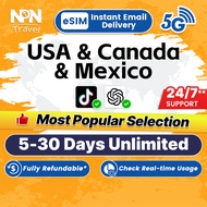 USA & Canada & Mexico eSIM Ultra 5-30 Days Daily 500MB/1GB Data | Instant 24h Email Delivery | High 