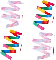 4pcs Ribbon Dancer, 78.74 in Rhythmic Gymnastics Ribbon, Twirling Dancing Ribbons with Wand for Kids