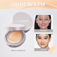 The Originote High Cover Serum Cushion - Makeup Base with a light texture on the face and full cove