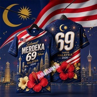 The 69th Independence Day T-shirt of Malaysia in 2026, fully sublimated and fast drying knitted supe
