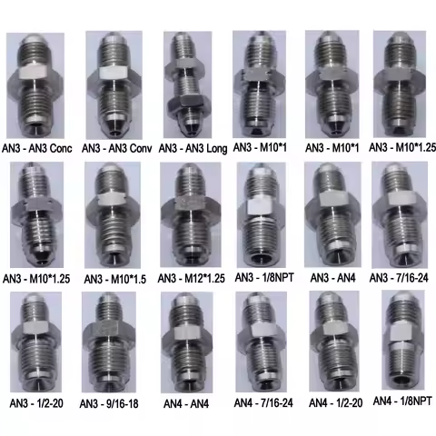 Part-1 Stainless Steel Brake Adapter Male AN3 AN4 To M10, M12, AN5, AN6, 3/8-24, 7/16-20, 7/16-24, 1