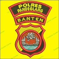 Emblem Bordir Timbul Logo Polres Pandeglang / Polda Banten / Polri