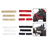[mcfsnzwtxz1bw] 4Pcs Horse Halter Noseband Covers Tack Accessories Stable Use Soft Breathable Profes