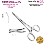 2 PCS Kocher 1×2 teeth Halsted Mosquito Forceps Artery Straight & Curved Medical Surgical Dental Han