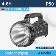 ไฟส่องค้นหาที่สว่างมาก4โหมดไฟฉาย LED ปลาฉลามยิ้ม ST5238ด้วยไฟด้านข้างทรงกระบอกพลังงานแสงอาทิตย์แบบชา