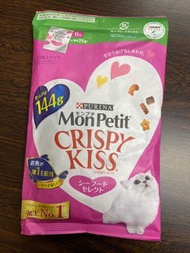 《貓貓小食》 MonPetit Crispy Kiss 粒粒脆脆 - 海鮮味 (粉紅) 144g x 1袋 (內有6g*24小包) 日本直送 (現貨) 紙包裝