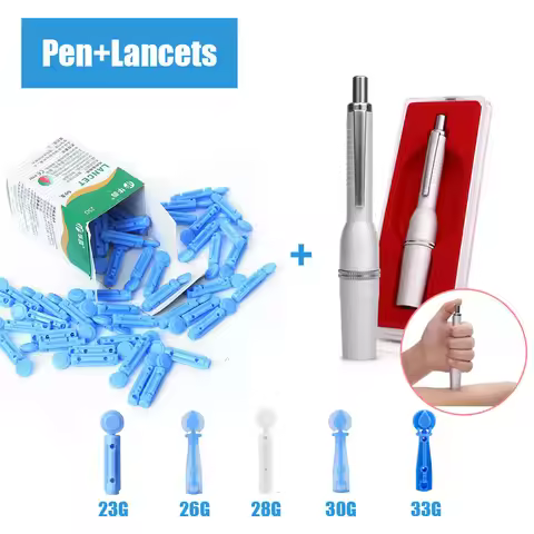 3Head Bloodletting Pen Lancet Puncture Painless Exsanguination Needle 23/26/28/30/33G One-time Blood
