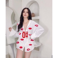 KEMEJA XXL Lips Ohlalala Women's Shirt Jumbo Women's Top