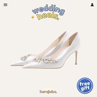 Harajuku Bridal wedding pointed rhinestone heels