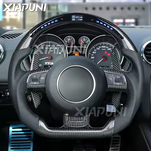 LED Carbon Fiber Steering Wheel For Audi TT TTS TTRS 8J MK2 R8 MK1 2007-2016 Paddle Shift Carbon Fib