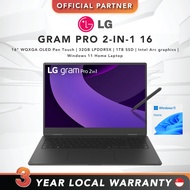 LG Gram Pro 2-In-1 16 | 16" WQXGA OLED Pen Touch | Ultra7 255H | 32GB | 1TB SSD | Win 11 Home Laptop
