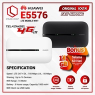 Modem Mifi Wifi Huawei E5576 4G Free Telkomsel 14GB - Portable