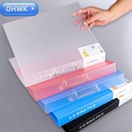 OHWK Binder File Folder, 2 Holes Office Document Transparent Folder, D-shaped Plastic Lever Arch Fil
