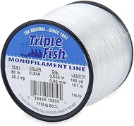 Triple Fish Monofilament Line, 80 lb / 36.2 kg Test.035 in / 0.90 mm Dia, Clear, 1/4 lb / 0.11 kg Sp