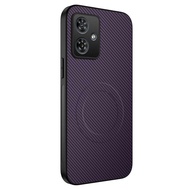 For Motorola Moto G64, Classic carbon fiber patterned phone case, high-quality magnetic charging pro