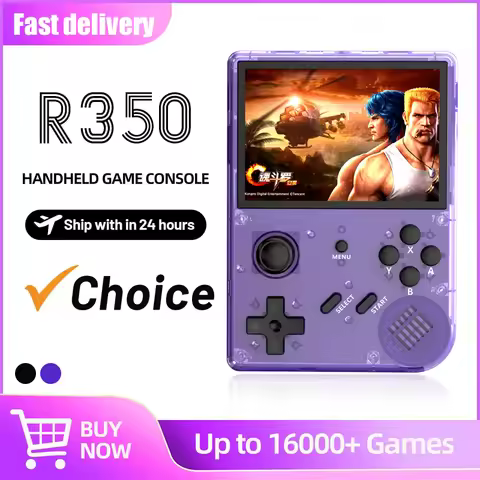 NEW R350 Retro Video Handheld Game Console Linux System 64GB 3.5Inch IPS Screen 640x480 Portable Poc