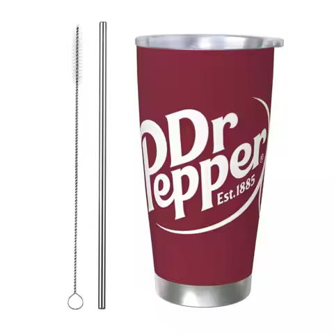 Dr Pepper Tumbler Vacuum Insulated Drink Thermal Cup Vacuum Flask Car Mug Water Bottle, 20oz